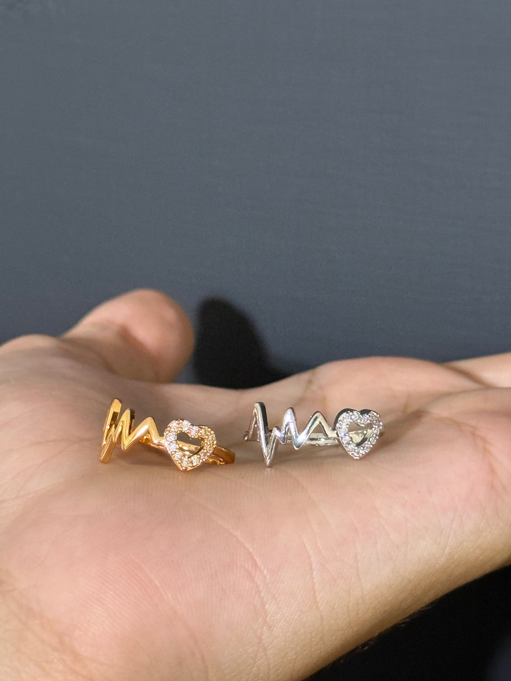 Heartbeat Pulse Adjustable Ring - Silver