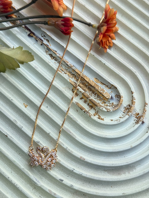 Crystal Double Swan Heart Pendant Necklace