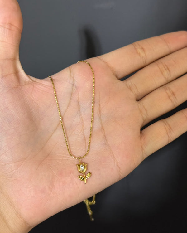 Stainless Steel Tulip Pendant Necklace