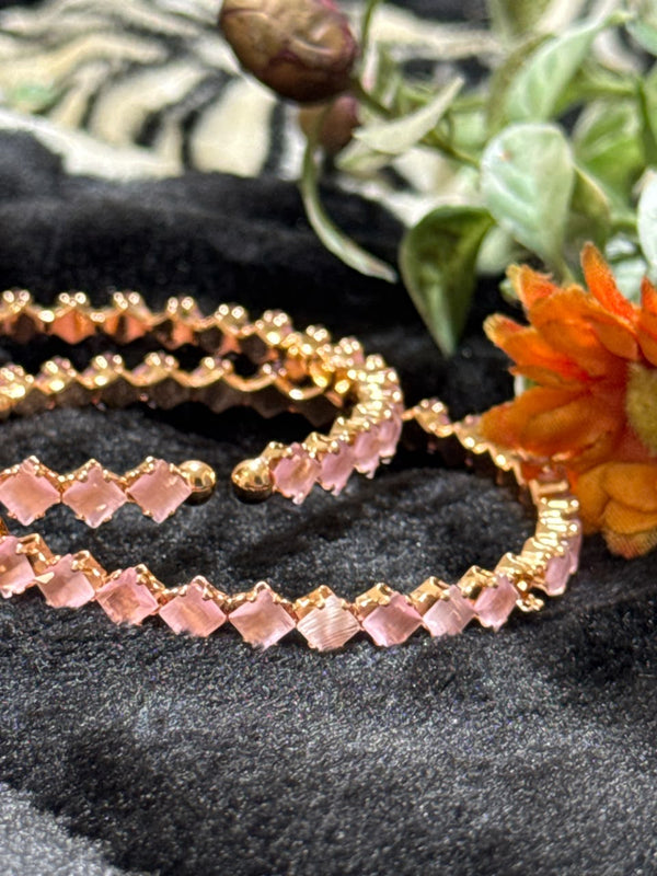 Crystal Tennis Bracelet Pair with Box - Set of 02 with Box - amber/champagne