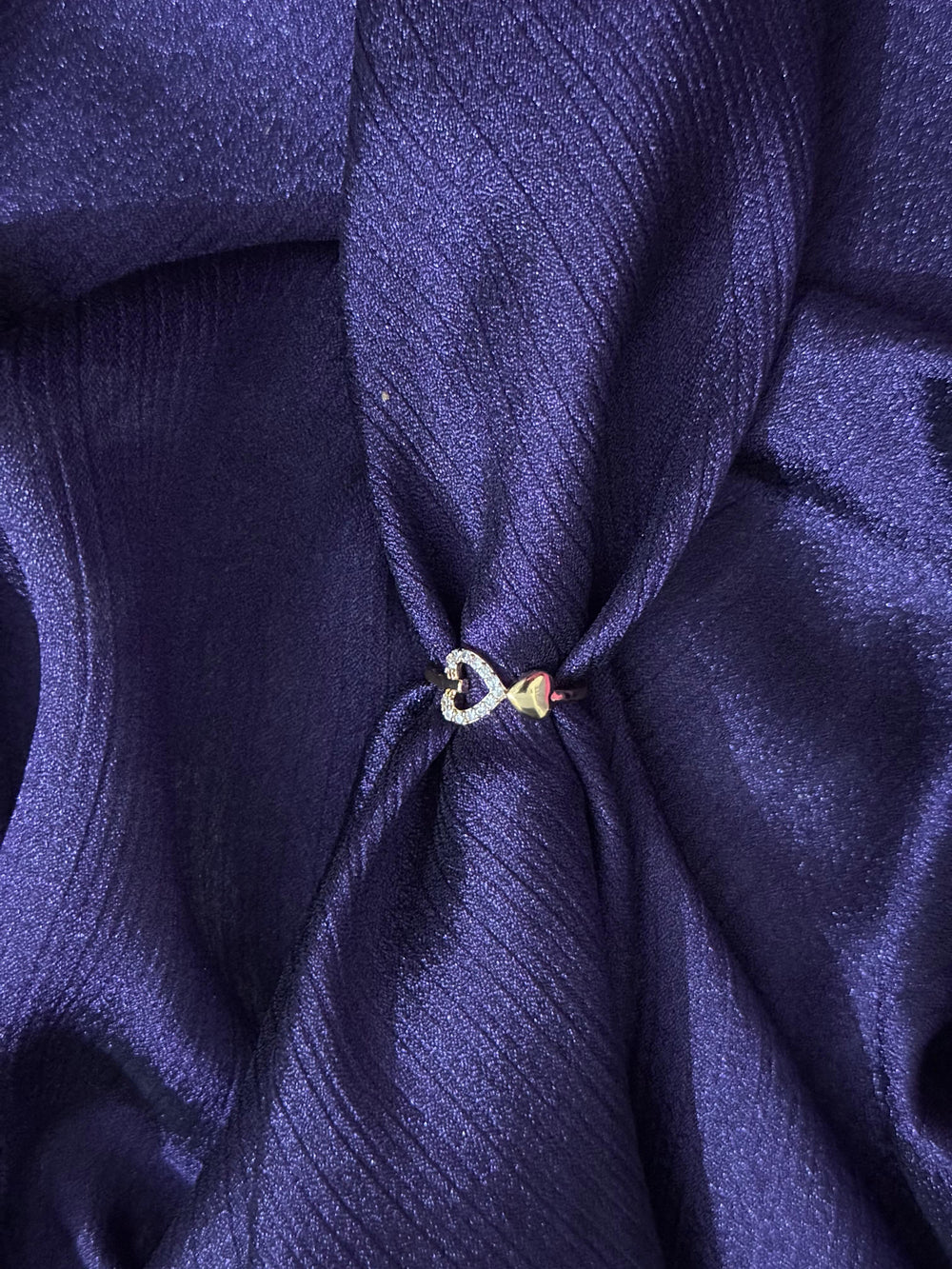 Curved Heart Adjustable Ring - Silver