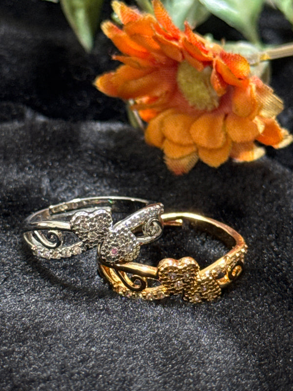 Twin Heart Adjustable Ring - Silver