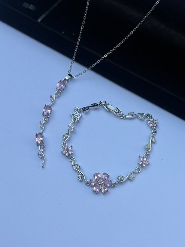 Crystal Floral Vine Necklace and Bracelet Set
