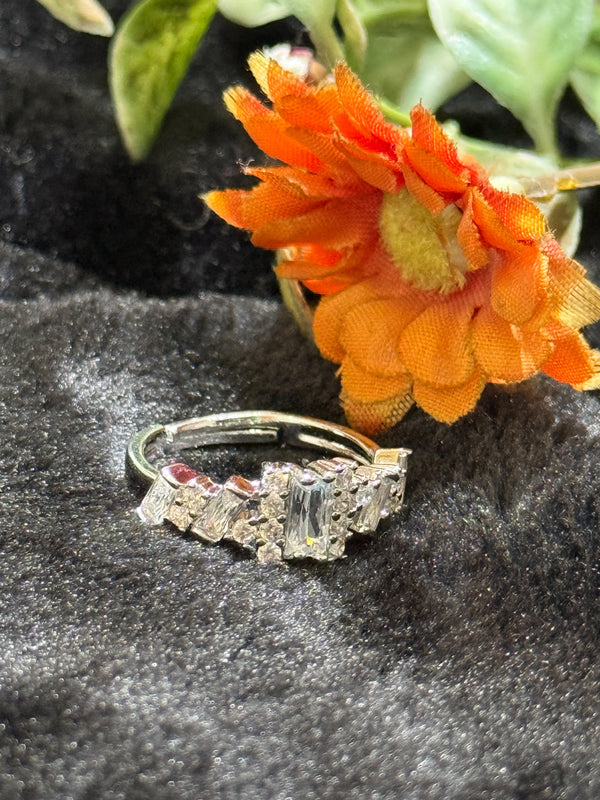 Silver stone adjustable ring - Silver