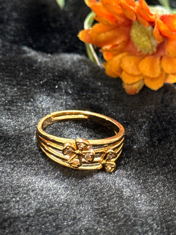 Multi-Strand Floral Adjustable Ring - Silver